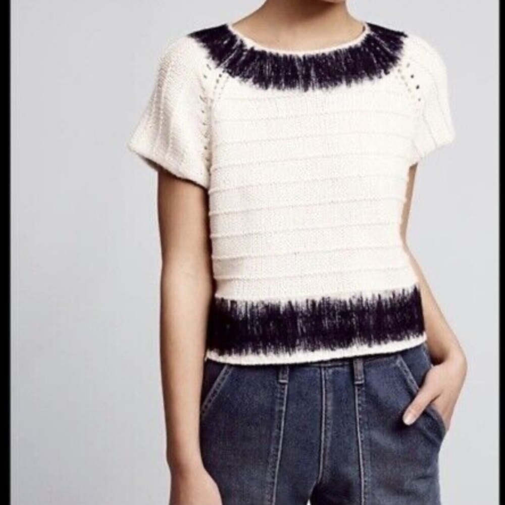 Anthropologie field flower feltwork‎ wool alpaca blend sweater top